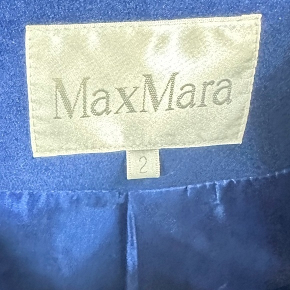 MaxMara 100% wool royal blue velour oversized collar coat size 2 - Picture 4 of 8